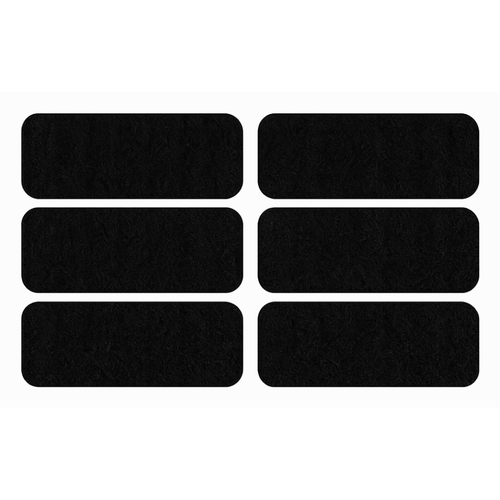 Ceiling fan blade activated carbon filter pads, six-pack, on white background