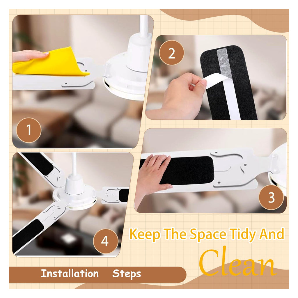 Ceiling Fan Blade Activated Carbon Filter — Dust & Odor Air Purifier Pad, Universal Fit