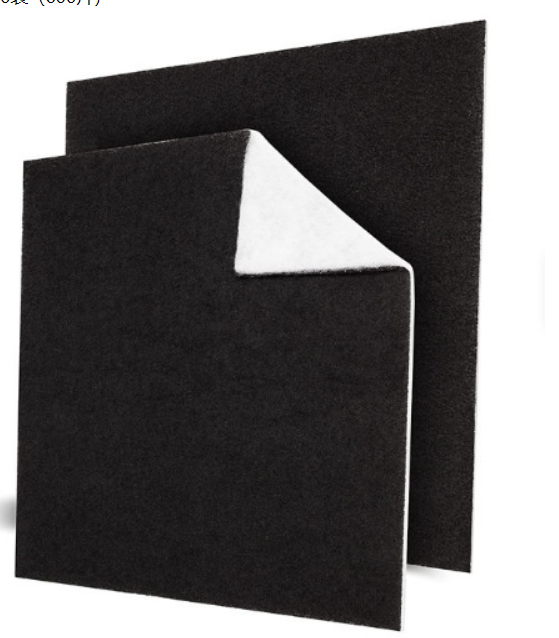 Universal cut-to-fit activated carbon range hood filter sheet, black carbon layer with white glue-free backing